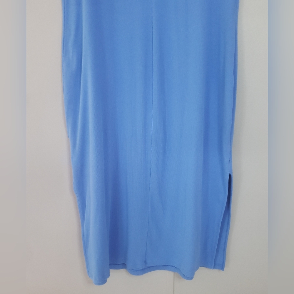 Old Navy Cloisonne Blue Fitted Rib-Knit Scoop-Neck Midi Dress - Picture 6 of 11